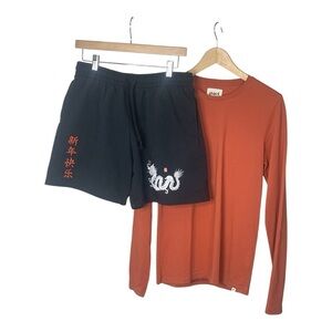 Bowery Supply Black Shorts with Dragon Design L